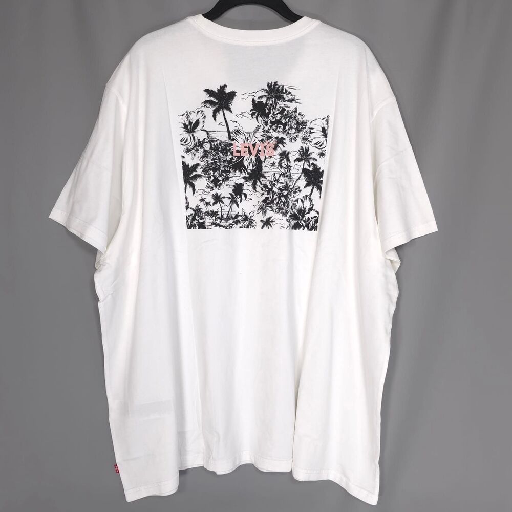 LEVIS New Men's T-shirt Graphic 3XL White Tropical Logo Relaxed Fit 100% Cotton